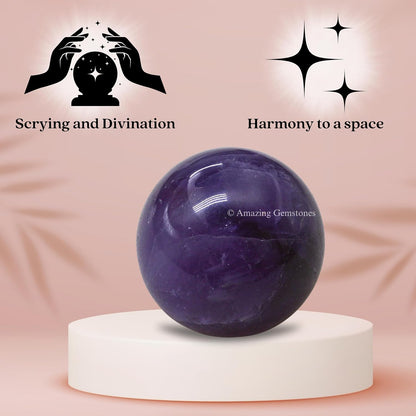 Amazing Gemstone Amethyst Crystal Ball - 1" Inches Crystal Sphere Meditation Balls for Witchcraft