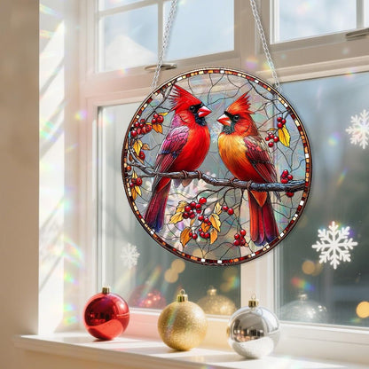 Xmas Suncatcher Bird Window Hanging - Christmas Snowman Suncatcher for Door Terrace Garden Home