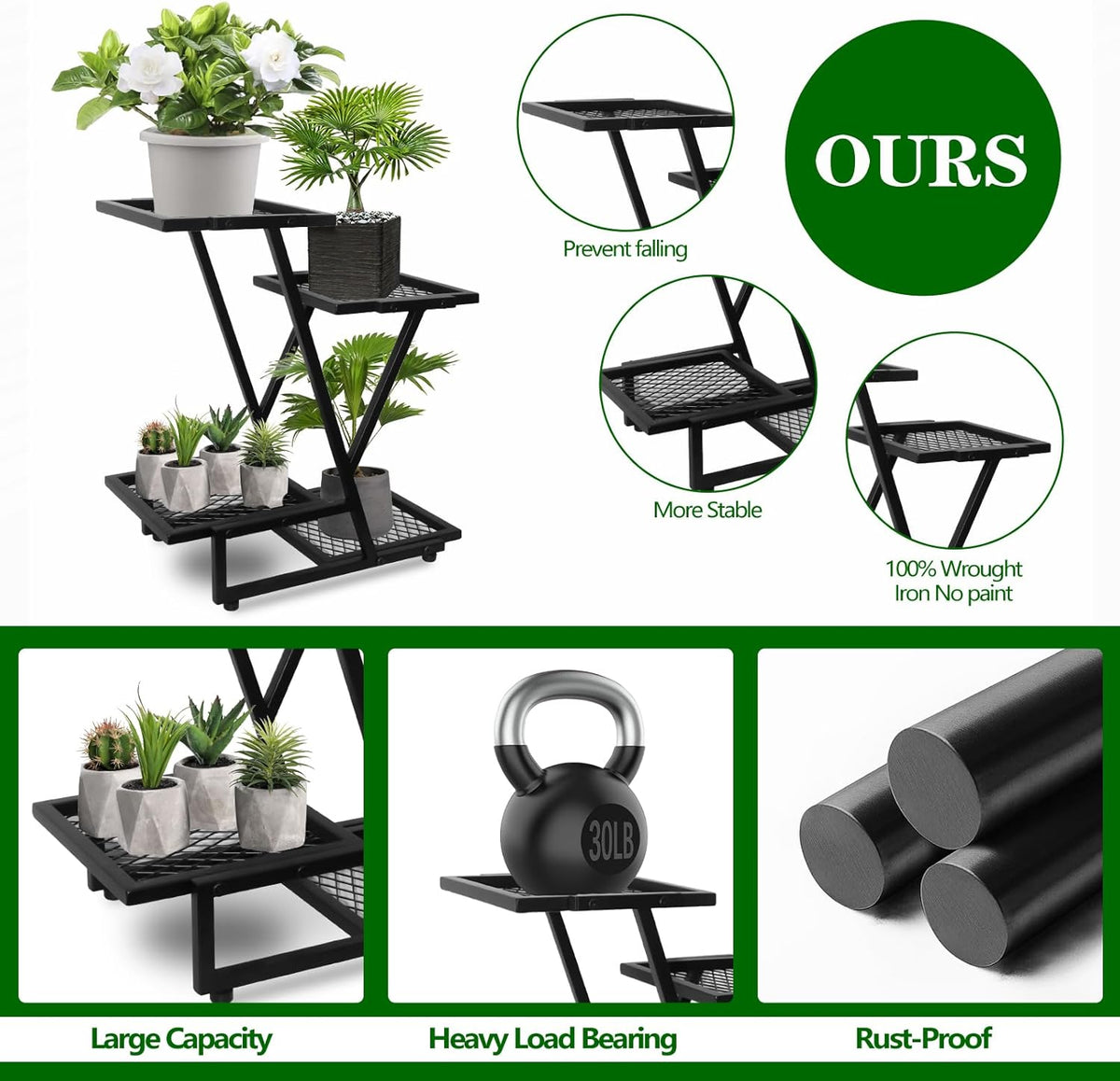 2Pack，4Tier plant stand，outdoor plant stands for patio，Planter Display ShelvingIndoor