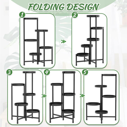 iDavosic.ly Plant Stand with Garden Tools, 5 Tier Corner Metal Flower Display Holder Shelf Indoor