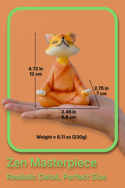 Zen Fox Figurine — Meditating Fox Buddha Statue for Home Decor, Living Room, Yoga & Meditation