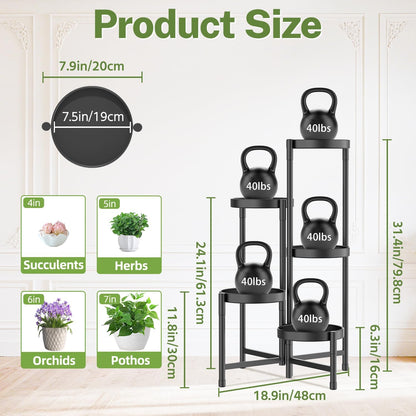 iDavosic.ly Plant Stand Indoor Outdoor, 5 Tier Corner Metal Flower Display Holder Shelf, Folding