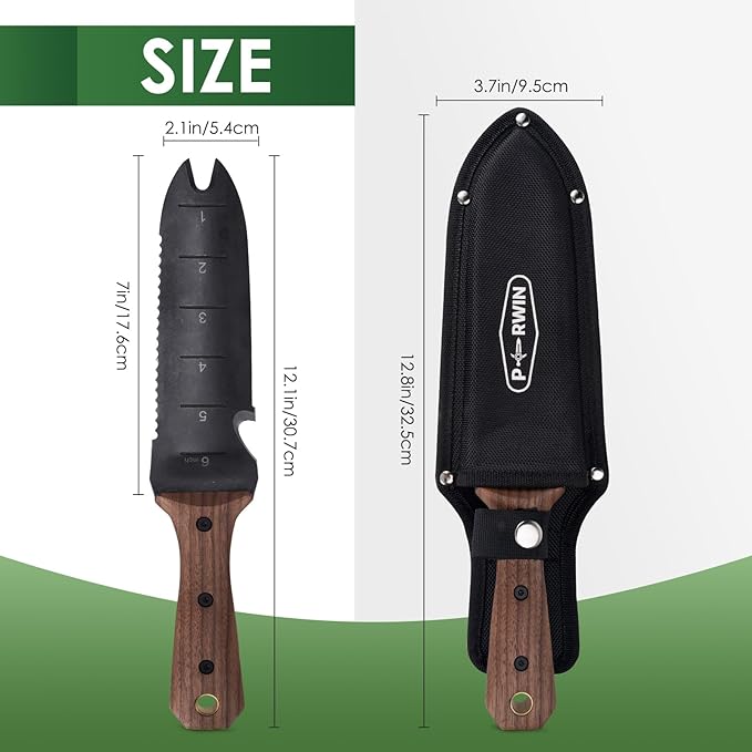 Hori Hori Garden Knife, Garden Tools with Sheath for Weeding,Planting,Digging, 7" Stainless Steel