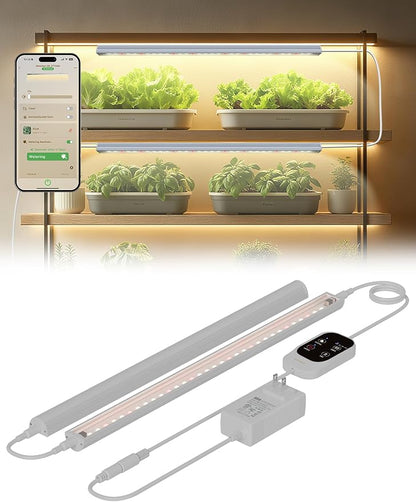 Smart Grow Light for Indoor Plants,3500K Full Spectrum LED Plant Light Strips with 3/9/12H Auto