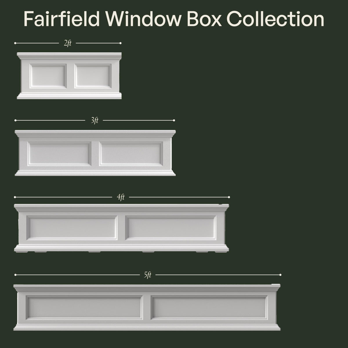 Mayne Fairfield 36in Self-Watering Rectangular Window Box Planter, White
