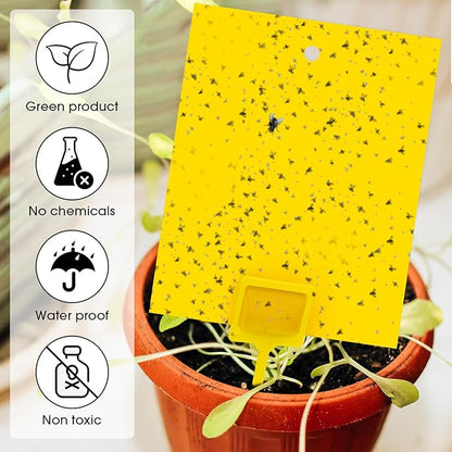 Qualirey 200 Pcs 7.87 x 9.84 Inches Yellow Sticky Traps for Plant Gnats Dual Sided Fruit Fly Sticky