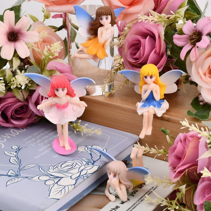 2 Pcs Enchanting Small Fairy Figurines with Fly Wings - Miniature Fairy Garden Accessories for DIY