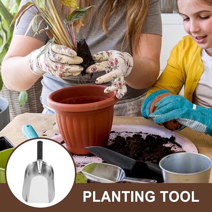 Kisangel Stainless Steel Square Shovel Small Gardening Hand Shovel Garden Hand Trowel Gardening