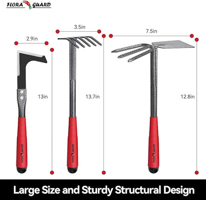 FLORA GUARD Garden Tool Set, 6-Piece Heavy Duty Gardening Hand Tools with Soft Rubber Handle