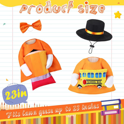 2 Set Halloween Porch Goose Outfit Set for 23'' Plastic Garden Statue Lawn Porch Goose Clothes