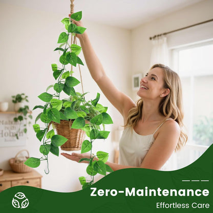 DomeStar 4PCS Fake Hanging Plants, Artificial Ivy Vines Lifelike Hanging Greenery Wall Decor for
