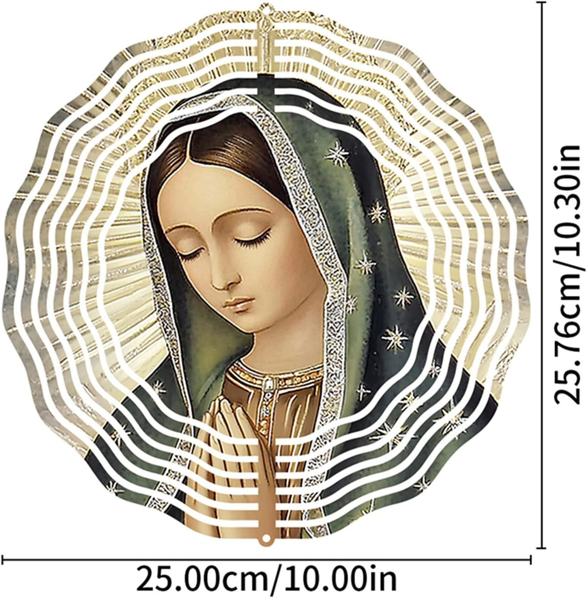 Virgin Mary Prayer Wind Spinner, Metal Wind Spinners Outdoor Indoor,Virgin Mary Hanging Garden