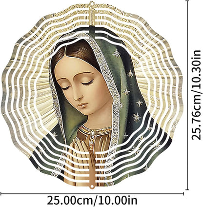 Virgin Mary Prayer Wind Spinner, Metal Wind Spinners Outdoor Indoor,Virgin Mary Hanging Garden