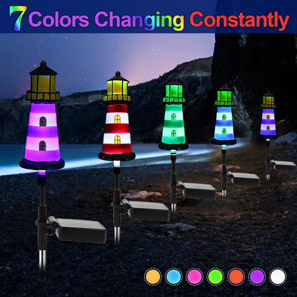 Lighthouse Outdoor Solar Lights, 2 Packs Outdoor Waterproof, Solar Trail Lights Decor Your Garden