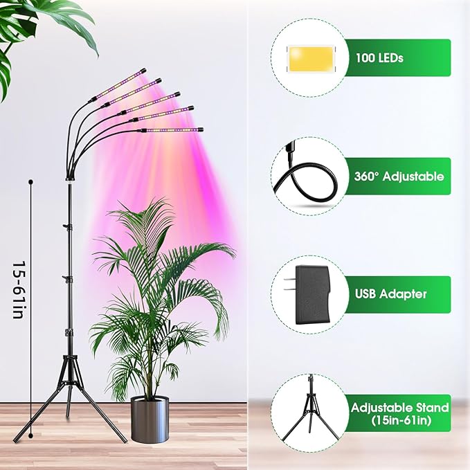 Wolezek Grow Lights for Indoor Plants, 100 LEDs Full Spectrum Plant Lights for Indoor Growing with