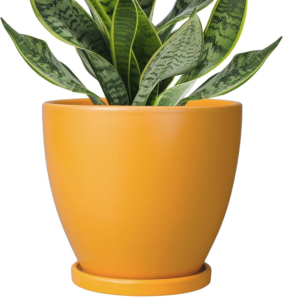 6.8 Inch Plant Pot - Ceramic Planter with Drainage Hole and Saucer, Modern Round Flower Pot