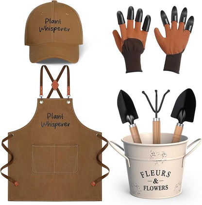 Tarpop Garden Tool Set Plant Whisperer Gardening Gifts for Women, 7 Piece Vegetable Planting Tool