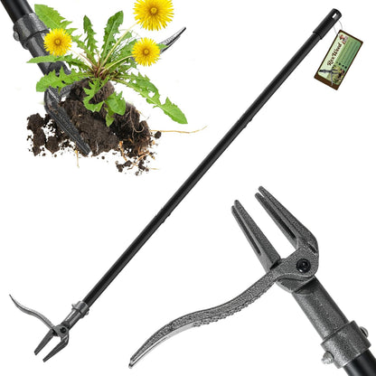 Weed Puller, Stand Up Weed Puller Tool with Steel Long Handle & 4-Claw Steel Head, 46" Adjustable