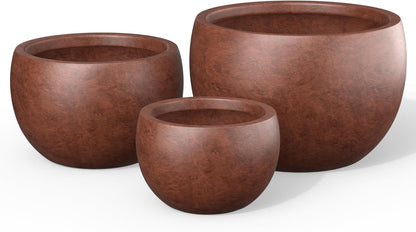 Kante 19.9",15.7",11.8" Dia Round Concrete Planter Set of 3, Outdoor/Indoor Large Bowl Plant Pots