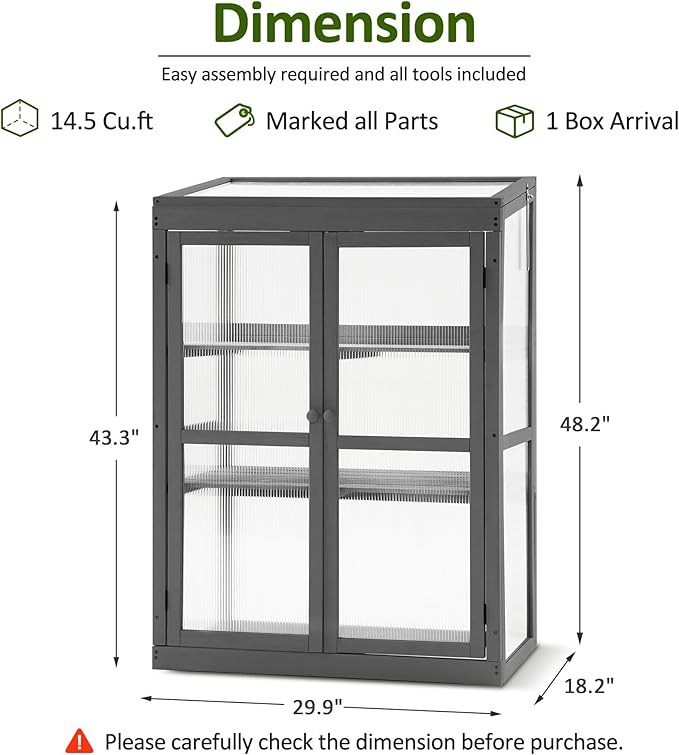MCombo Wooden Cold Frame Greenhouse, Raised Flower Planter Shelf Protection for Outdoor Indoor Use