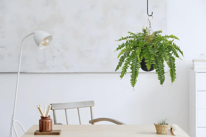 Hollyone Artificial Fern Hanging Basket Plant 25" Boston Ferns 31 Leaves Greenery Plants with