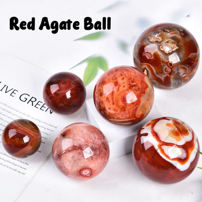 JIC Gem Large Red Agate Crystal Ball 4 inch(100mm) Round Healing Crystals Decorative Sphere with