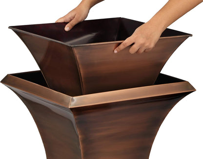 H Potter Tall Planter with Tray Large Outdoor Planters Decorative Copper Flower Pots Indoor Garden