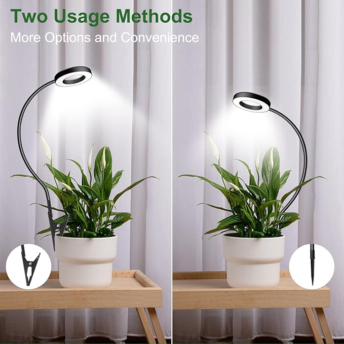 Wolezek 2 in 1 Grow Lights for Indoor Plants, 3 Colors Plant Lights with 360 Gooseneck, 48 LEDs