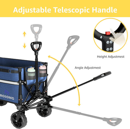 Collapsible Wagon Cart with Wheels Foldable - Folding Utility Heavy Duty Wagons Carts for Grocery