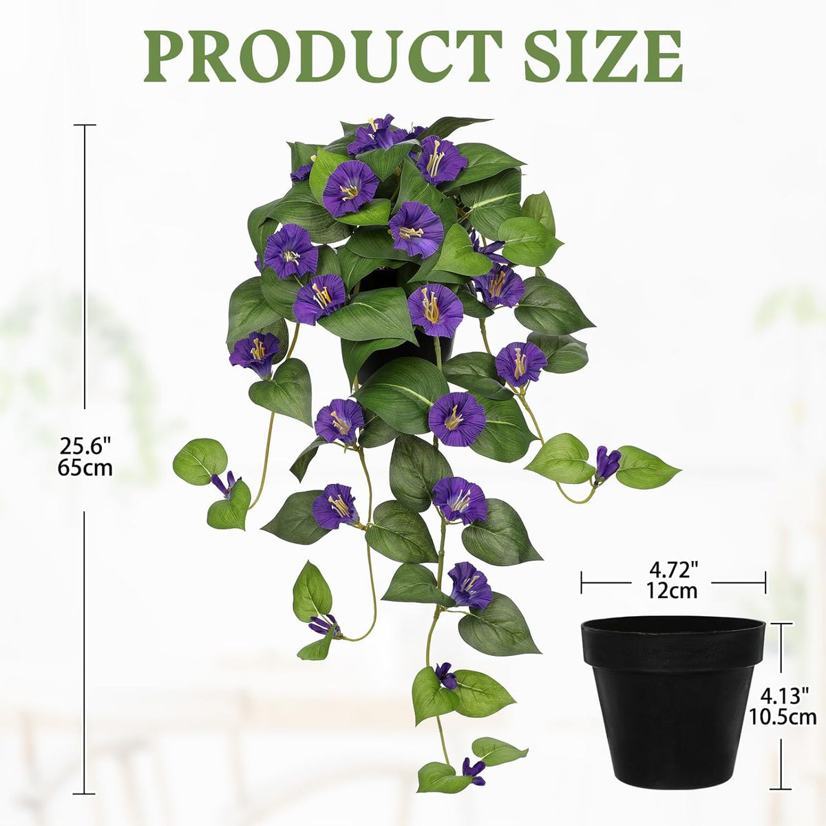 Briful Artificial Hanging Flowers in Pot 25.6" Faux Silk Morning Glory Flower Vine with Cascading