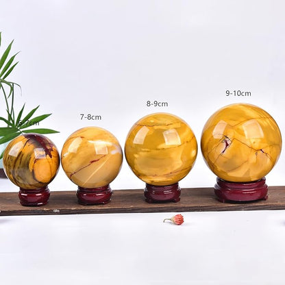 JIC Gem Natural Yellow Egg Yolk Stone Crystal Ball Sphere 7-8cm Healing Crystal Gemstone Ball