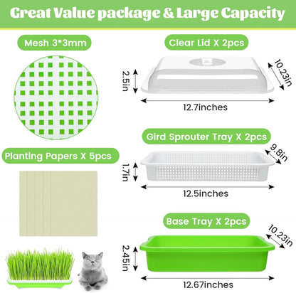 Legigo 2 Pack Seed Sprouter Trays with Lids- Soil-Free Cultivation Germination Tray, BPA Free Micro