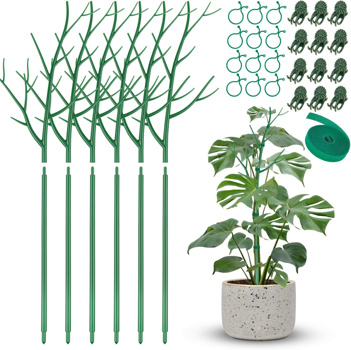NiHome 28" Plant Support Stakes Set of 6 for Indoor & Outdoor Garden, Durable UV-Resistant Stakes