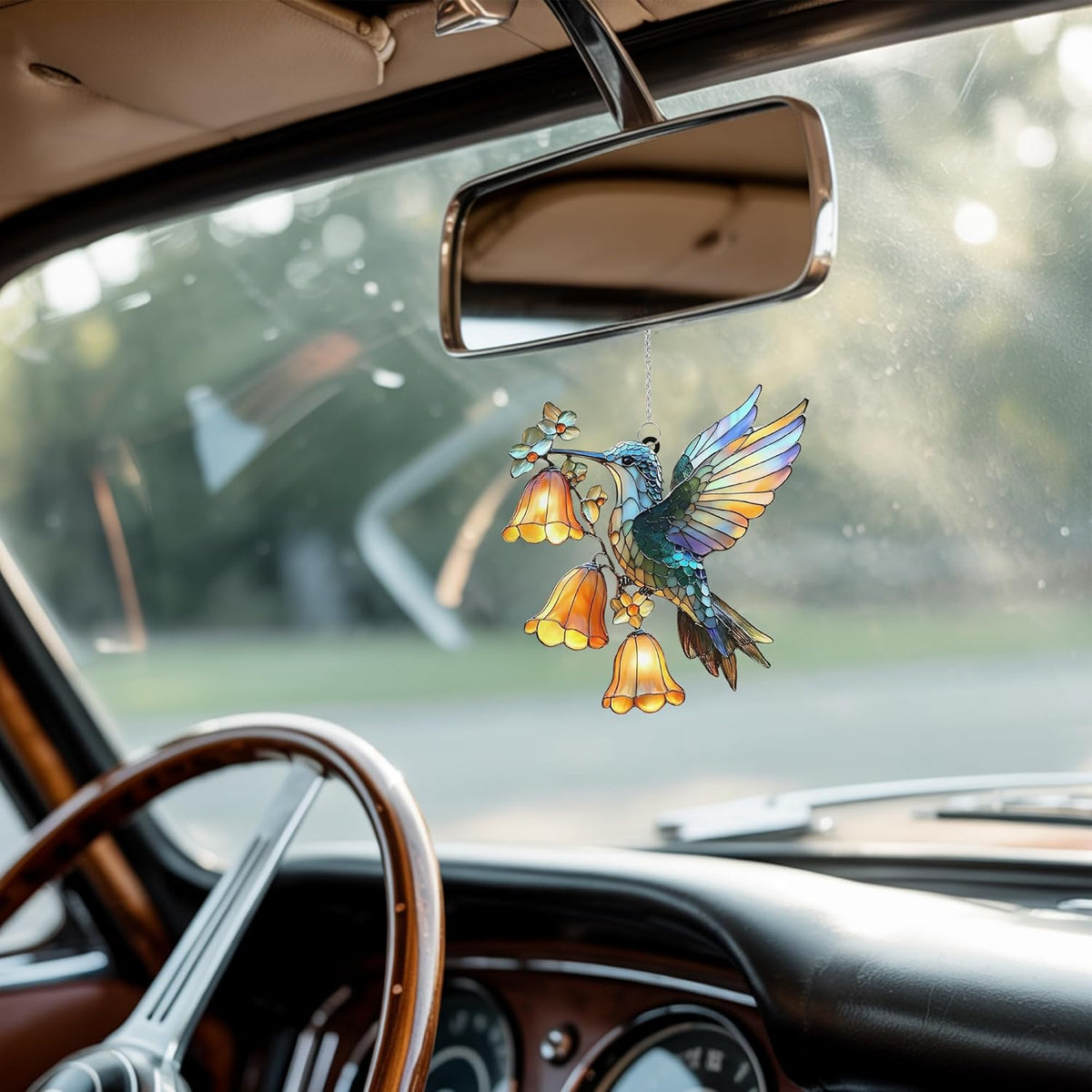 Hummingbird Flower Acrylic Suncatcher Stained Glass Effect Window Car Hanging Christmas Ornament