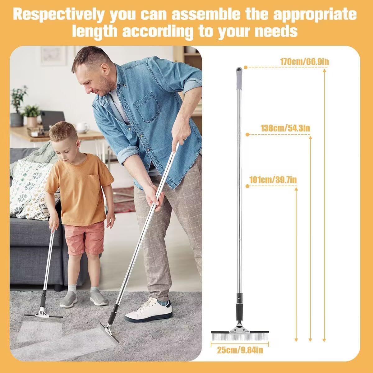 Big Carpet Rake with Long Handle, Making Carpets Fluffy Again, Clean Hair, Let Carpet Restore
