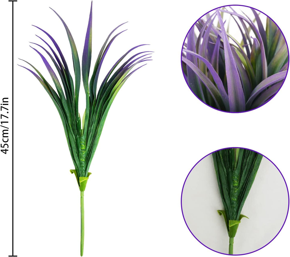6Pcs Artificial Grass Fake Plants 17.3in Outdoor Plants UV Resistant Faux Greenery Stems Fake Grass