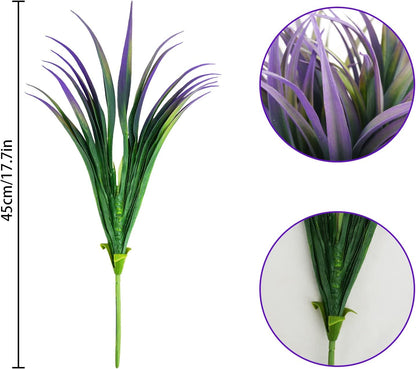 6Pcs Artificial Grass Fake Plants 17.3in Outdoor Plants UV Resistant Faux Greenery Stems Fake Grass