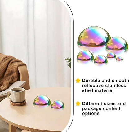 Nerien Gazing Ball, Stainless Steel Garden Mirror Globe, Polished Ornament Sphere, Hollow Floating