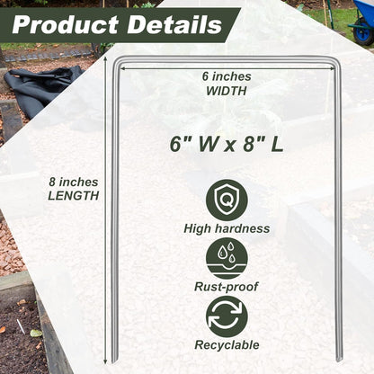 50 Pack Heavy Duty Wide Landscape Staples, 7 Gauge Galvanized Steel Turf Stakes Garden Stakes Bulk