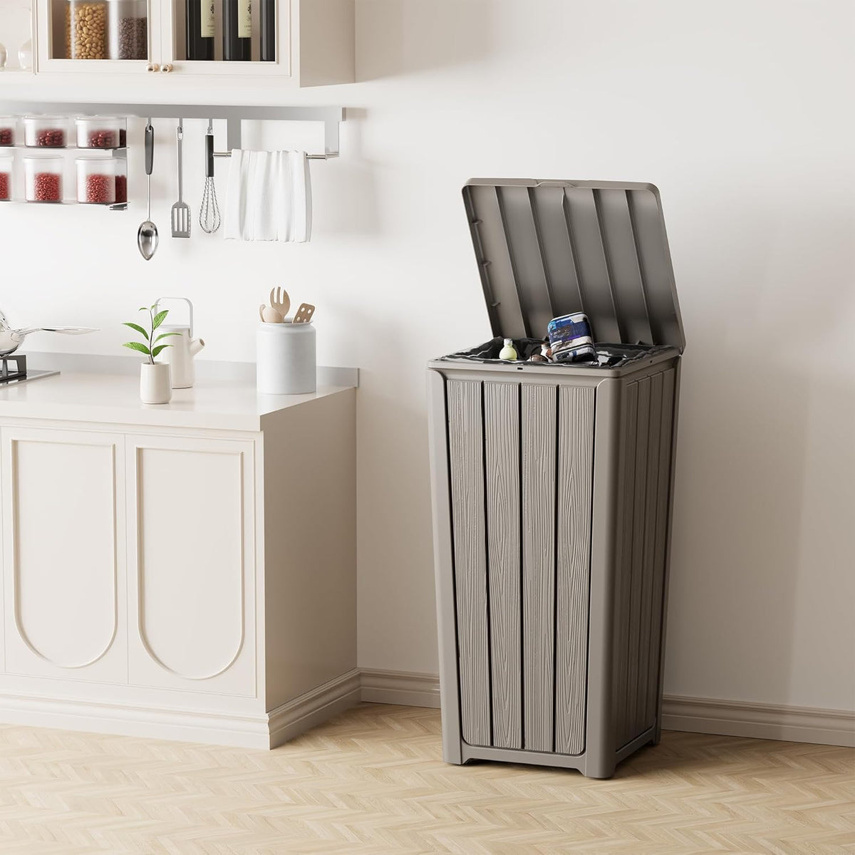 23 Gallon Outdoor Trash Can Waterproof Resin Garbage Can with Lid Outside Trash Bin for Porch
