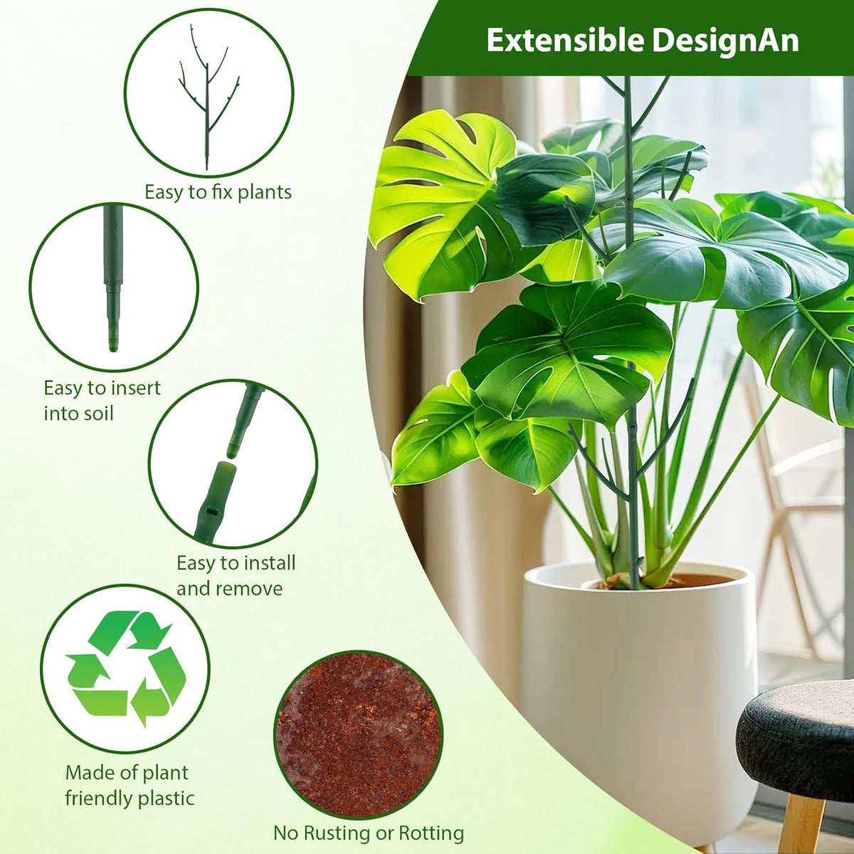 15 Pack Stackable Plant Support Stakes, Garden Trellis for Climbing Plants Indoor and Outdoor Use