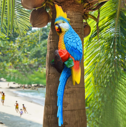 Tropical Hanging Parrot Decor,Resin Bird Figurines,Real Bird Statues,Home Ornament Decor for Tiki