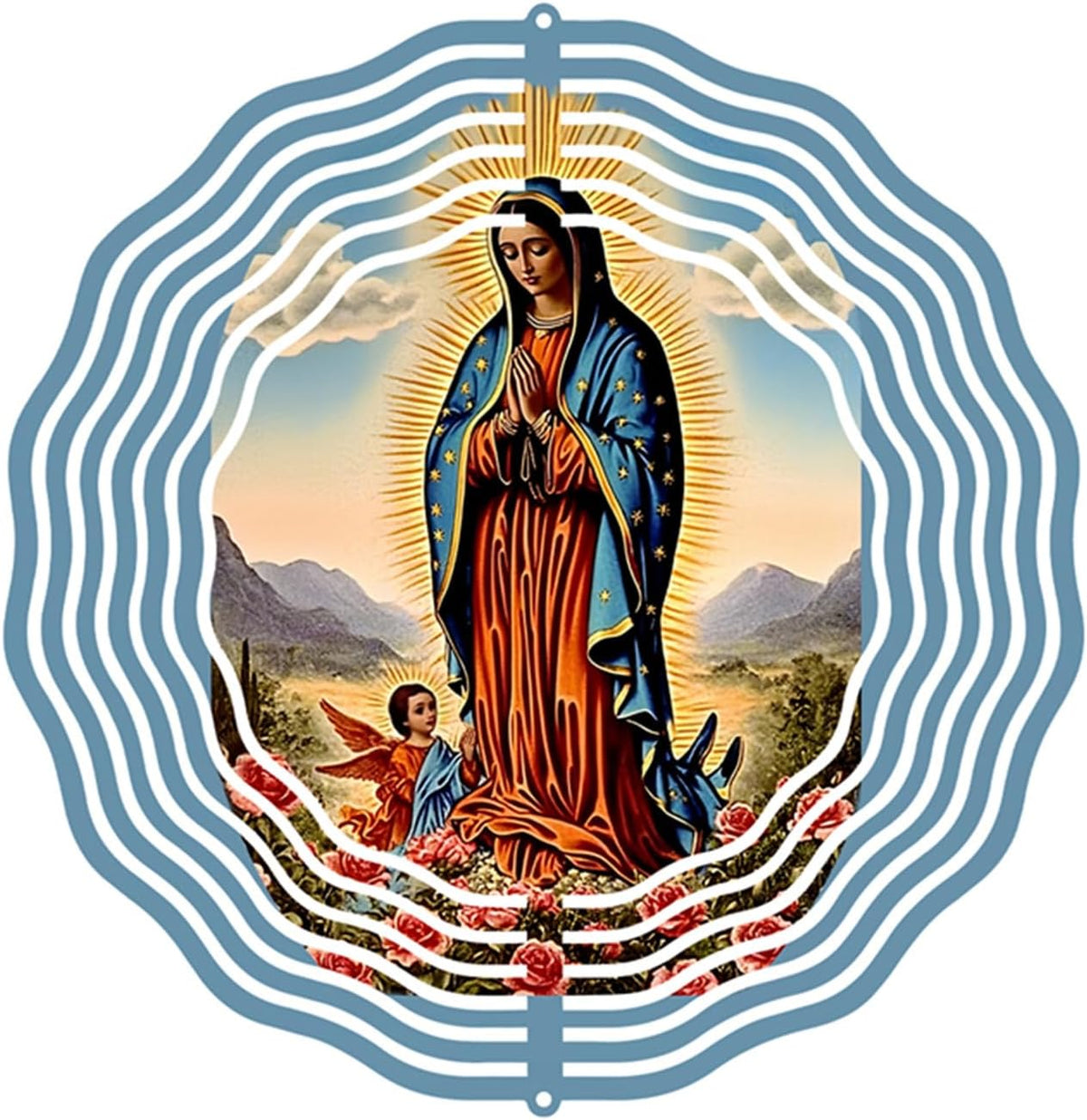 Virgin Mary Prayer Wind Spinner, Metal Wind Spinners Outdoor Indoor,Virgin Mary Hanging Garden