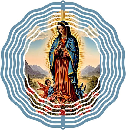 Virgin Mary Prayer Wind Spinner, Metal Wind Spinners Outdoor Indoor,Virgin Mary Hanging Garden