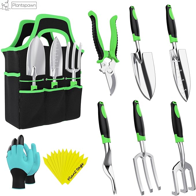 8 PCS Gardening Tools Set with Bag | Heavy-Duty Rust-Proof Hand Tools with Plastic Handles Includes