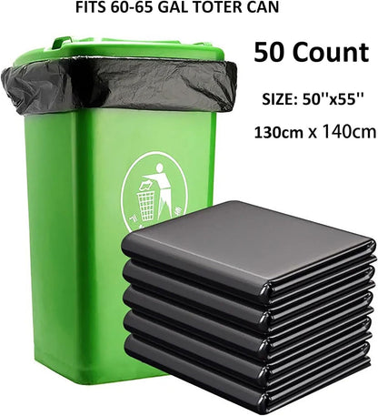 65 Gallon Trash Bags 1.8 Mil -50''x55'' Pack of 50 Thick Large Heavy Duty Multi-Use Garbage Bags
