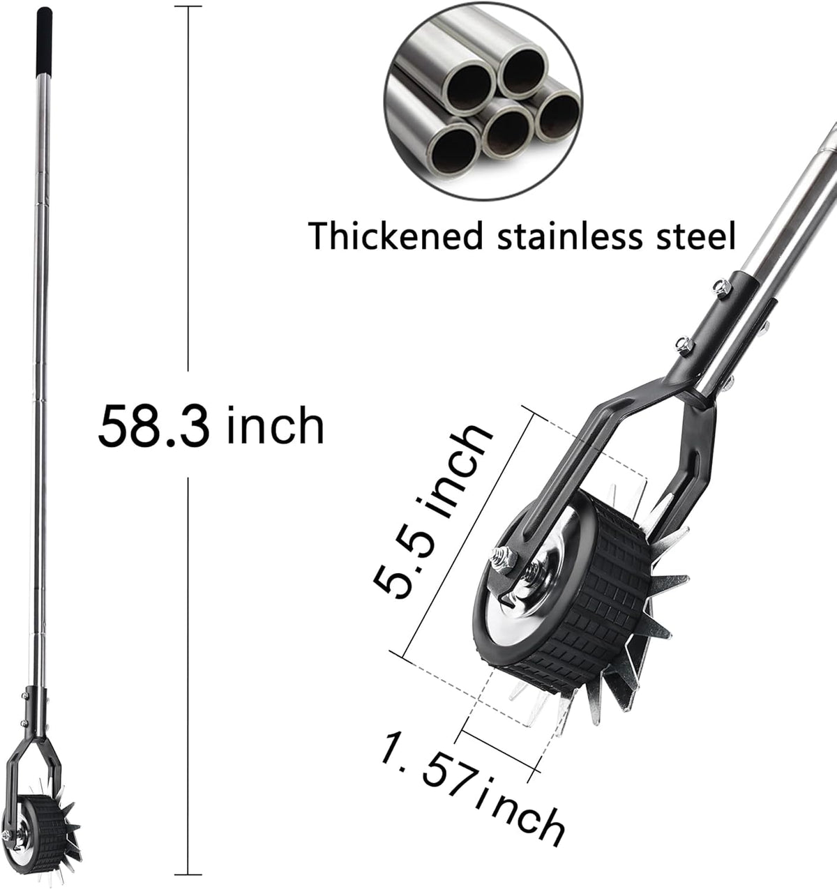 Wheel Rotary Edger Lawn Tool, Grass Edge Trimmer, Sidewalk Manual Lawn Edger, Strong 3 Sections