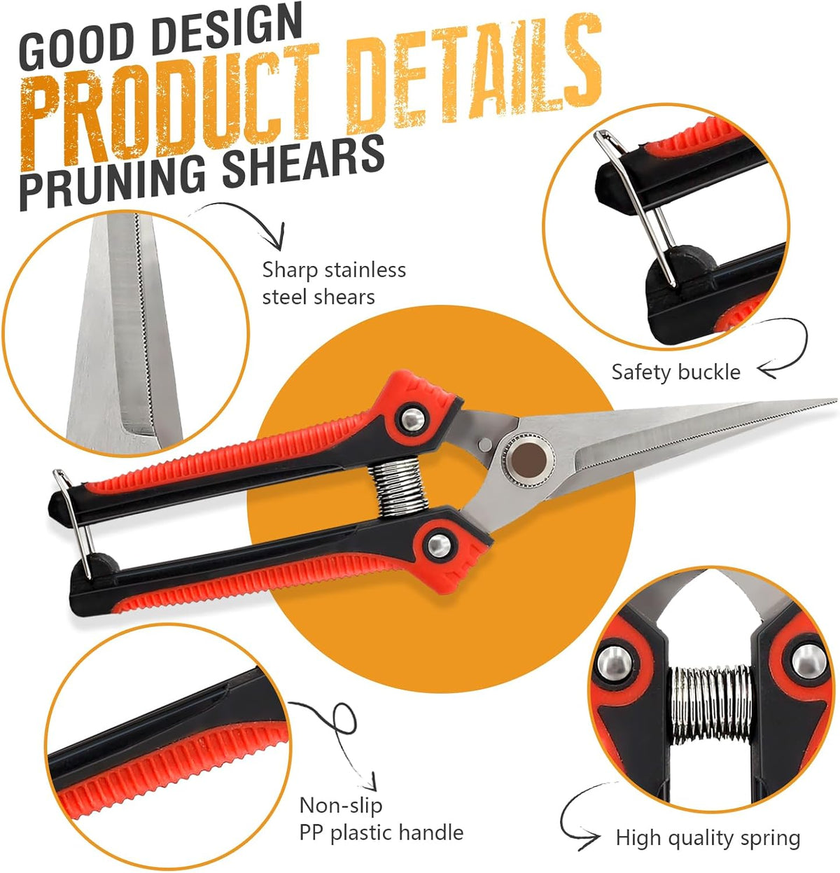 4 Pack Garden Pruning Shears Stainless Steel Clipper Kits, Handheld Garden Trimming Scissors with
