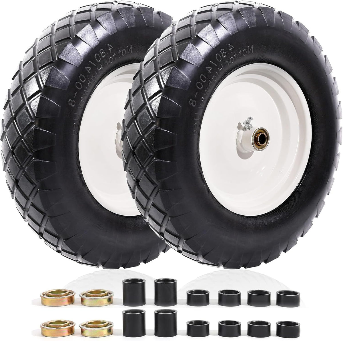 MZREXN 4.80/4.00-8" Flat Free Tire and Wheel, 16" Universal Solid Wheelbarrow Tires, with 5/8" &