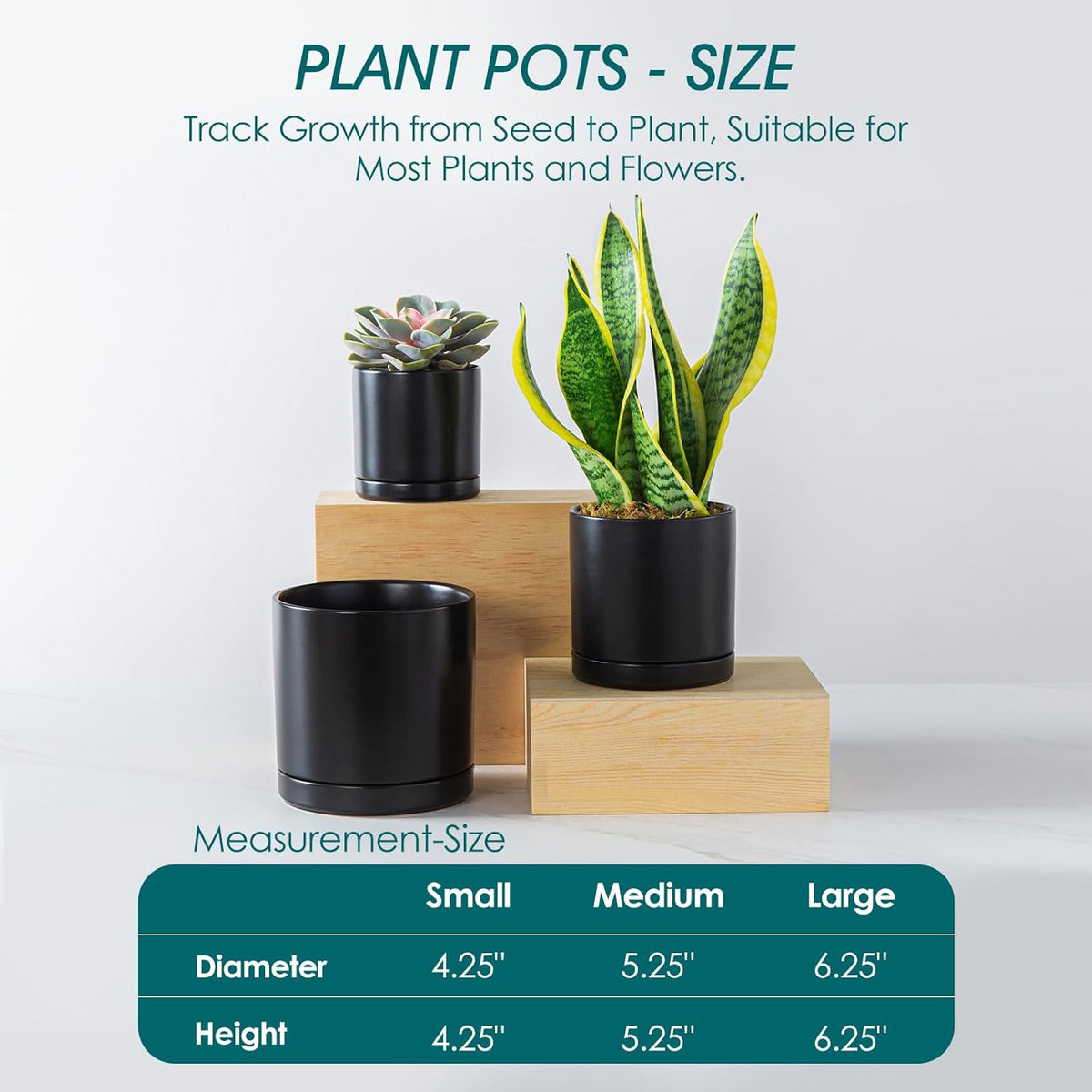 vancasso Ceramic Plant Pots, 3 Piece Planters for Indoor Plants, 4.25+5.25+6.25 Inch Flower Pots